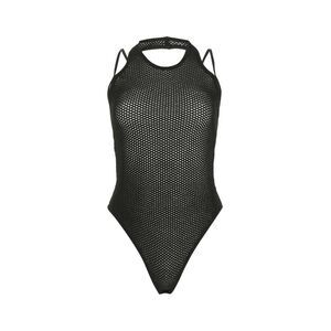 Andrea Adamo Women Black Stretch Viscose Blend Bodysuit